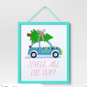 NWT 10.5”x12” Jingle All the Way framed wall decor